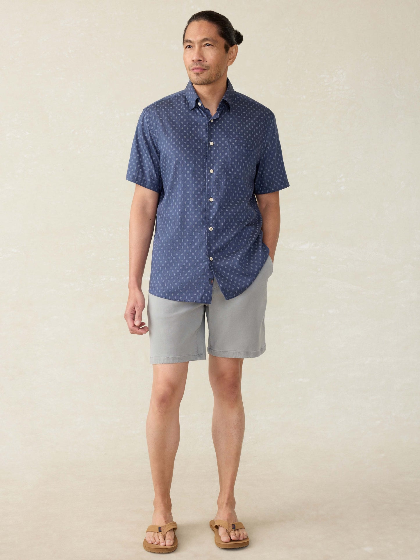 Short-Sleeve Movement™ Monterey Shirt - Navy Dusk Diamond