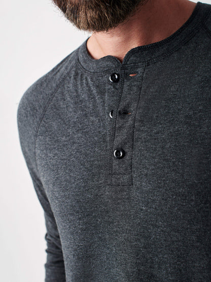 Long-Sleeve Newport Cloud Henley (Tall) - Charcoal