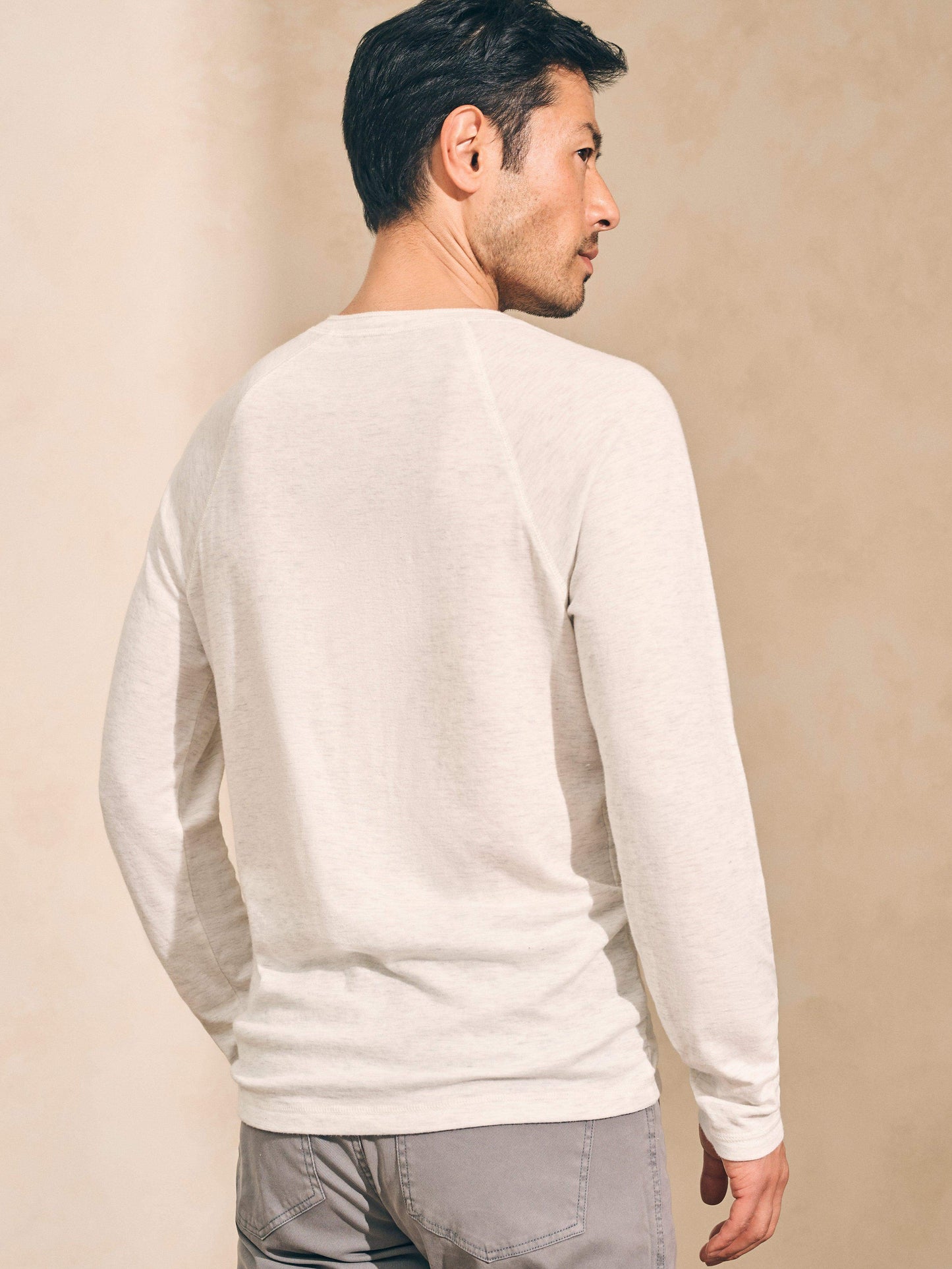 Long-Sleeve Newport Cloud Henley (Tall) - Ivory Heather