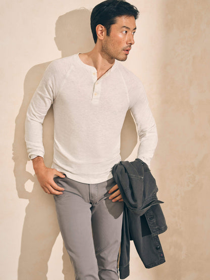 Long-Sleeve Newport Cloud Henley (Tall) - Ivory Heather