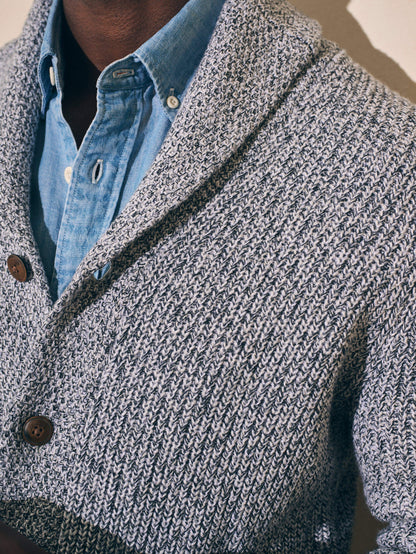 Marled Cotton Cardigan - Light Grey Marl