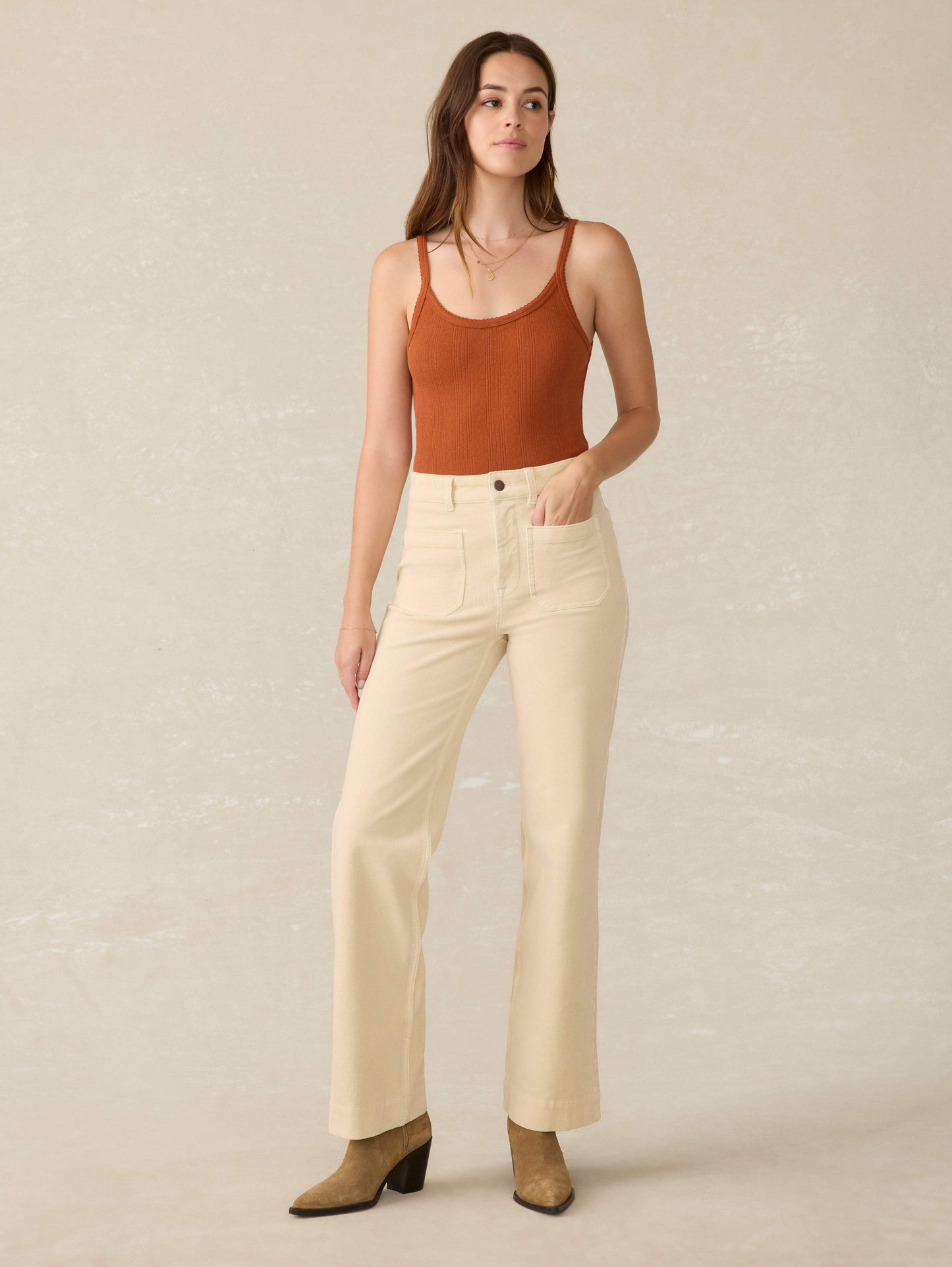 Pacific Pointelle Tank - Gingerbread