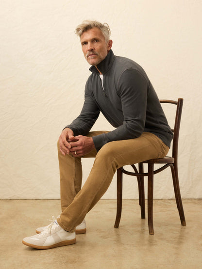 Textured Knit Quarter Zip - Mountain Coal