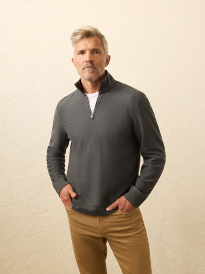 Textured Knit Quarter Zip - Mountain Coal