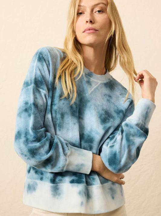 High Tide Terry Crew - Ocean Blue Tie Dye