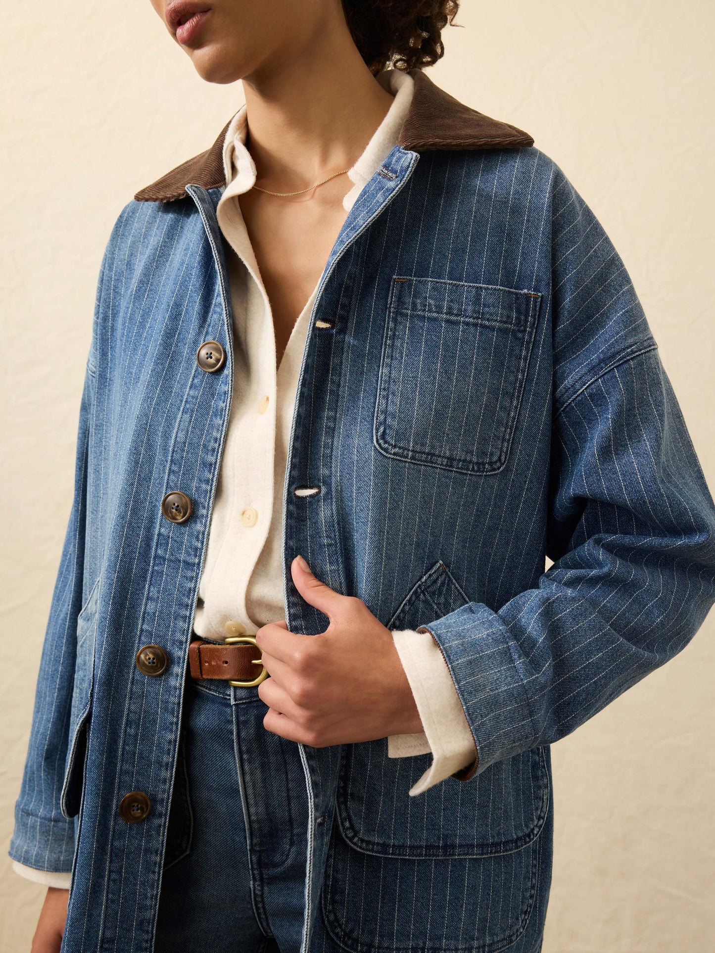 Sunwashed Denim Barn Jacket - Dusk Stripe Wash