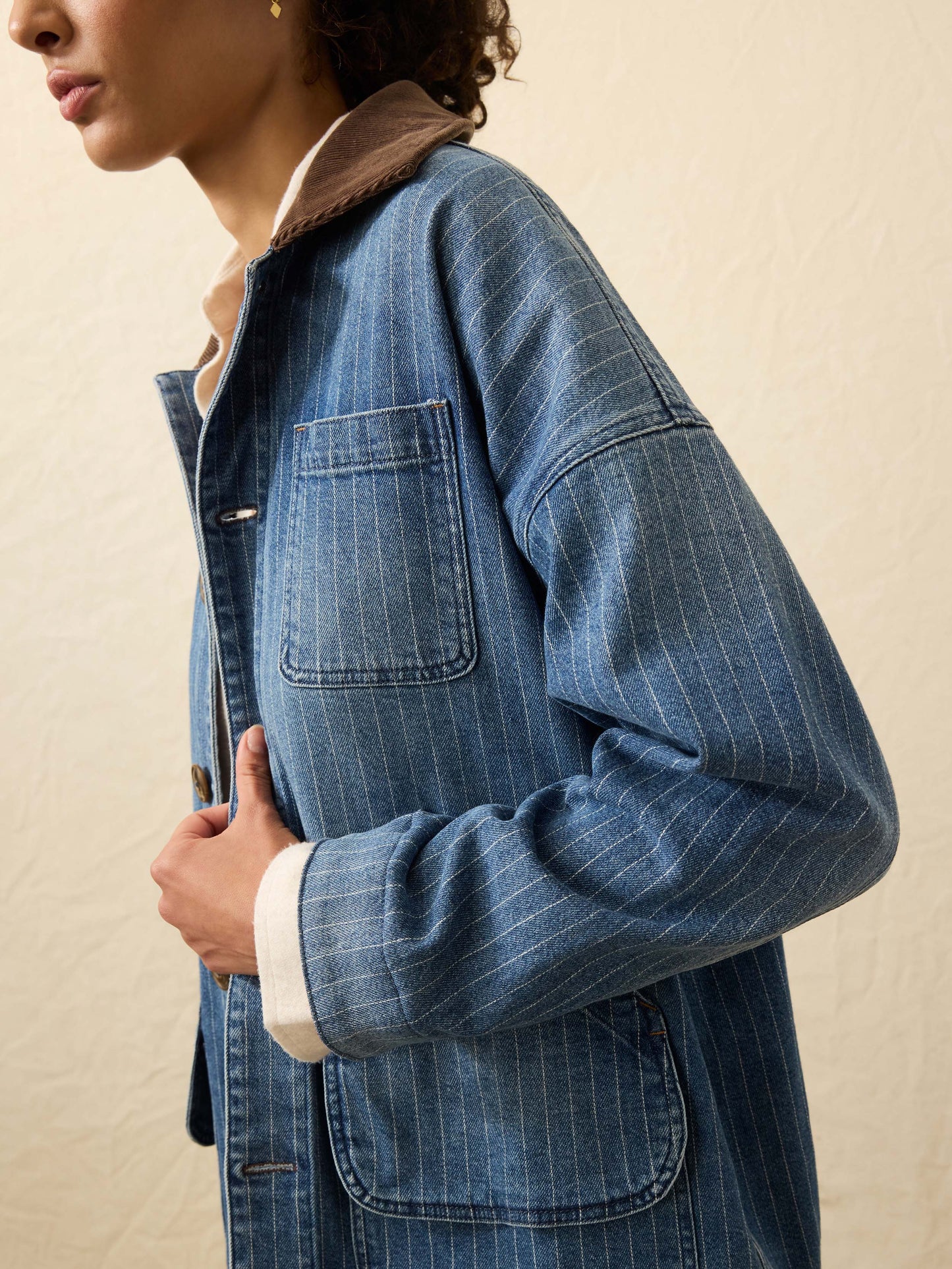 Sunwashed Denim Barn Jacket - Dusk Stripe Wash