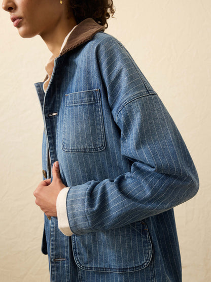 Sunwashed Denim Barn Jacket - Dusk Stripe Wash