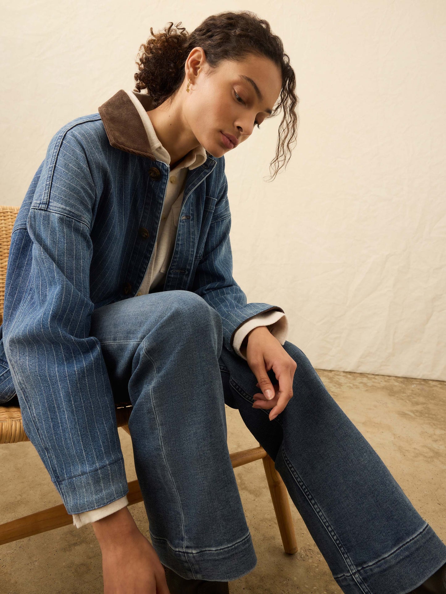 Sunwashed Denim Barn Jacket - Dusk Stripe Wash