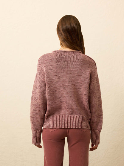 Sunwashed Cotton Roll Neck Sweater - Nostalgia Rose