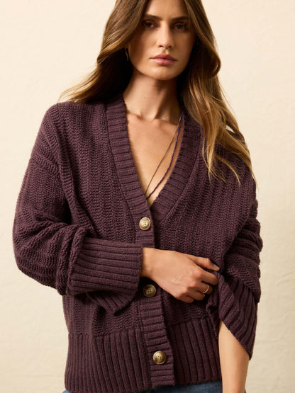 Heirloom Cotton Relaxed Cardigan - Huckleberry