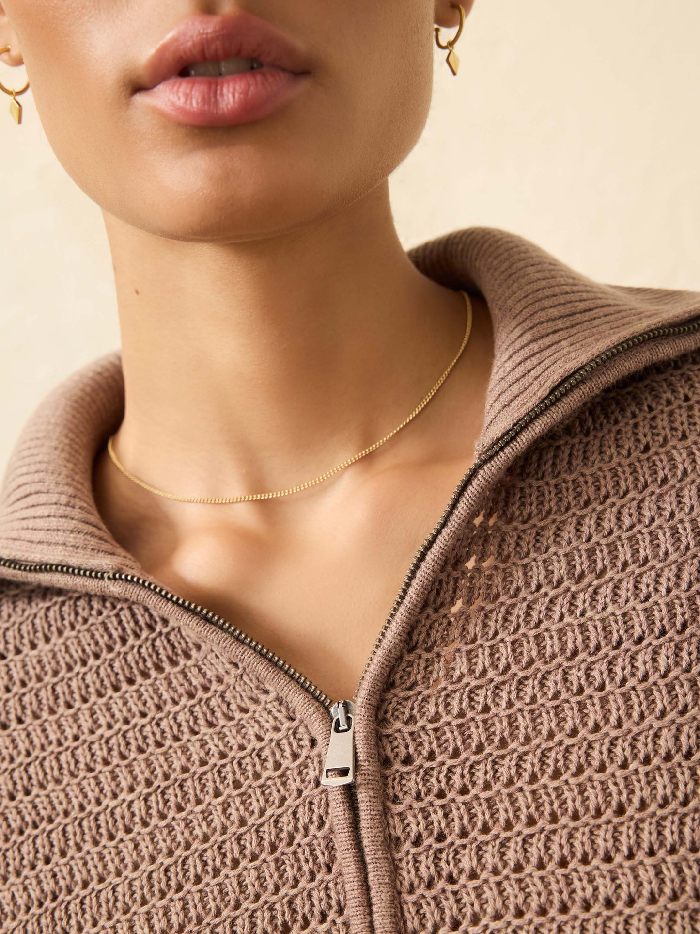 Miramar Linen Quarter Zip - Wood Smoke