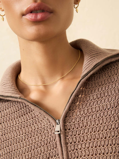 Miramar Linen Quarter Zip - Wood Smoke