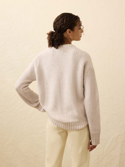 Heirloom Cotton Relaxed Crew - Seafog Stripe