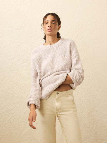 Heirloom Cotton Relaxed Crew - Seafog Stripe