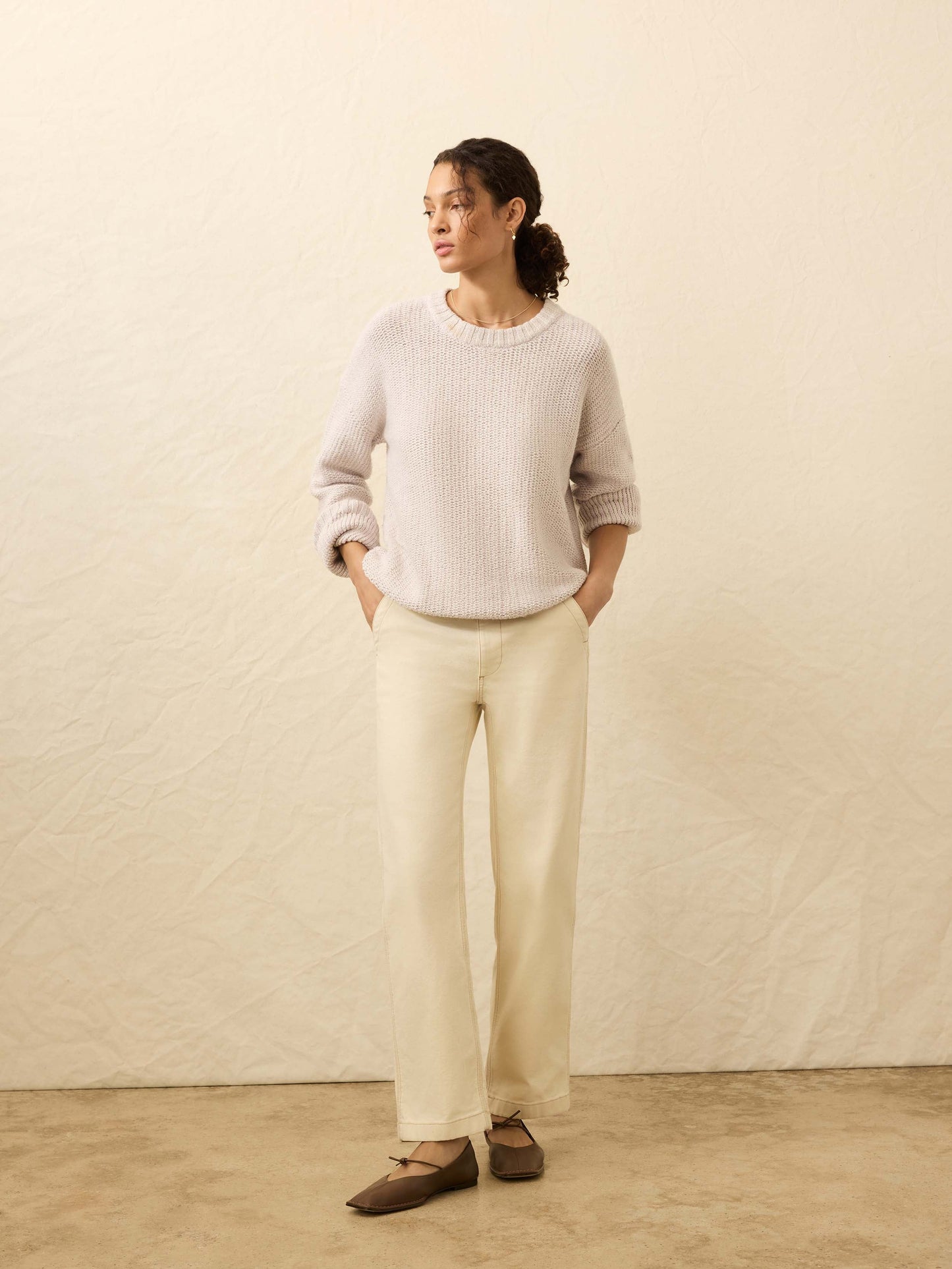 Heirloom Cotton Relaxed Crew - Seafog Stripe