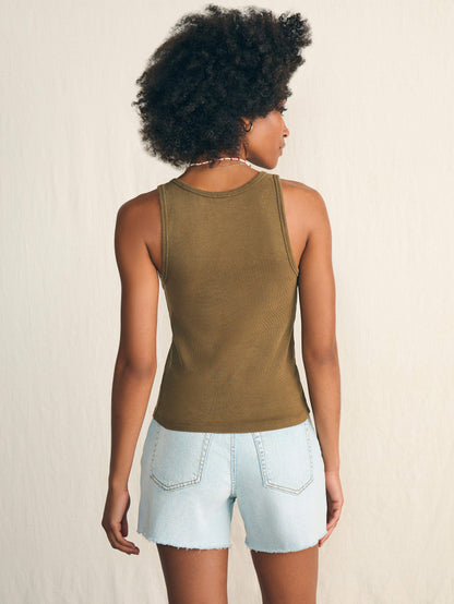 Sunwashed Rib Tank - Military Olive