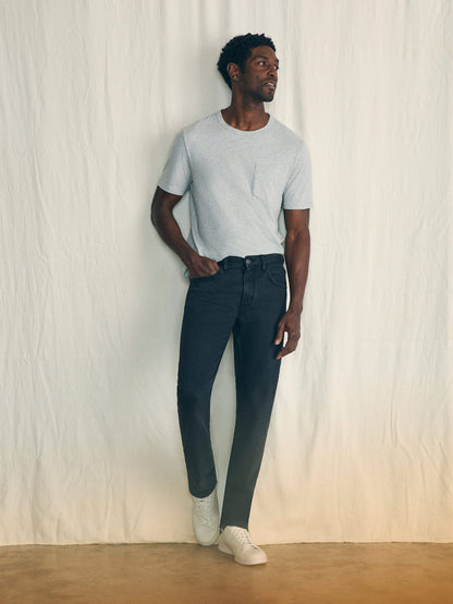 Organic Cotton Slim Straight Denim (34" Inseam) - Black Smoke Wash