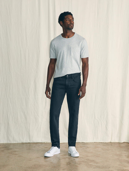 Organic Cotton Slim Straight Denim (34" Inseam) - Black Smoke Wash