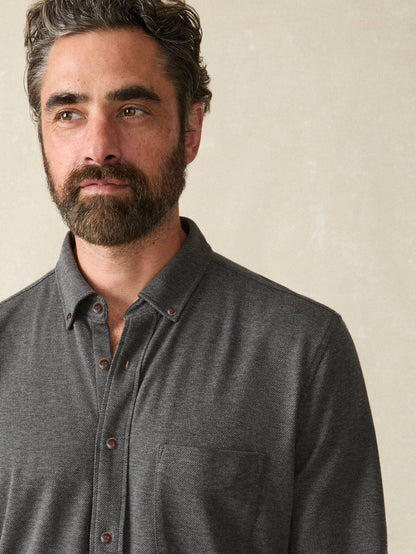 Coastline Knit Shirt - Charcoal Heather Twill