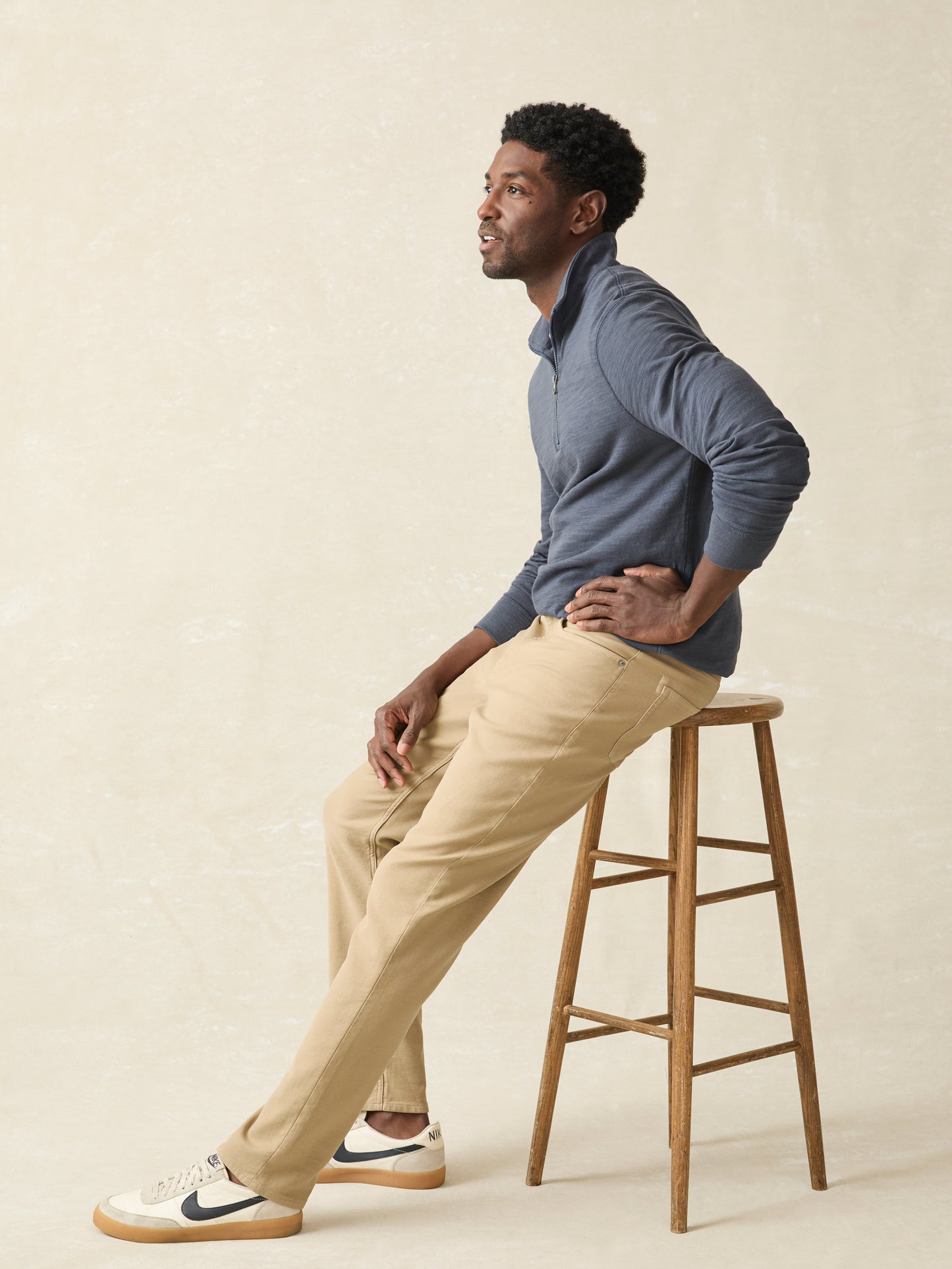 Stretch Terry 5-Pocket Athletic Fit - Desert Khaki
