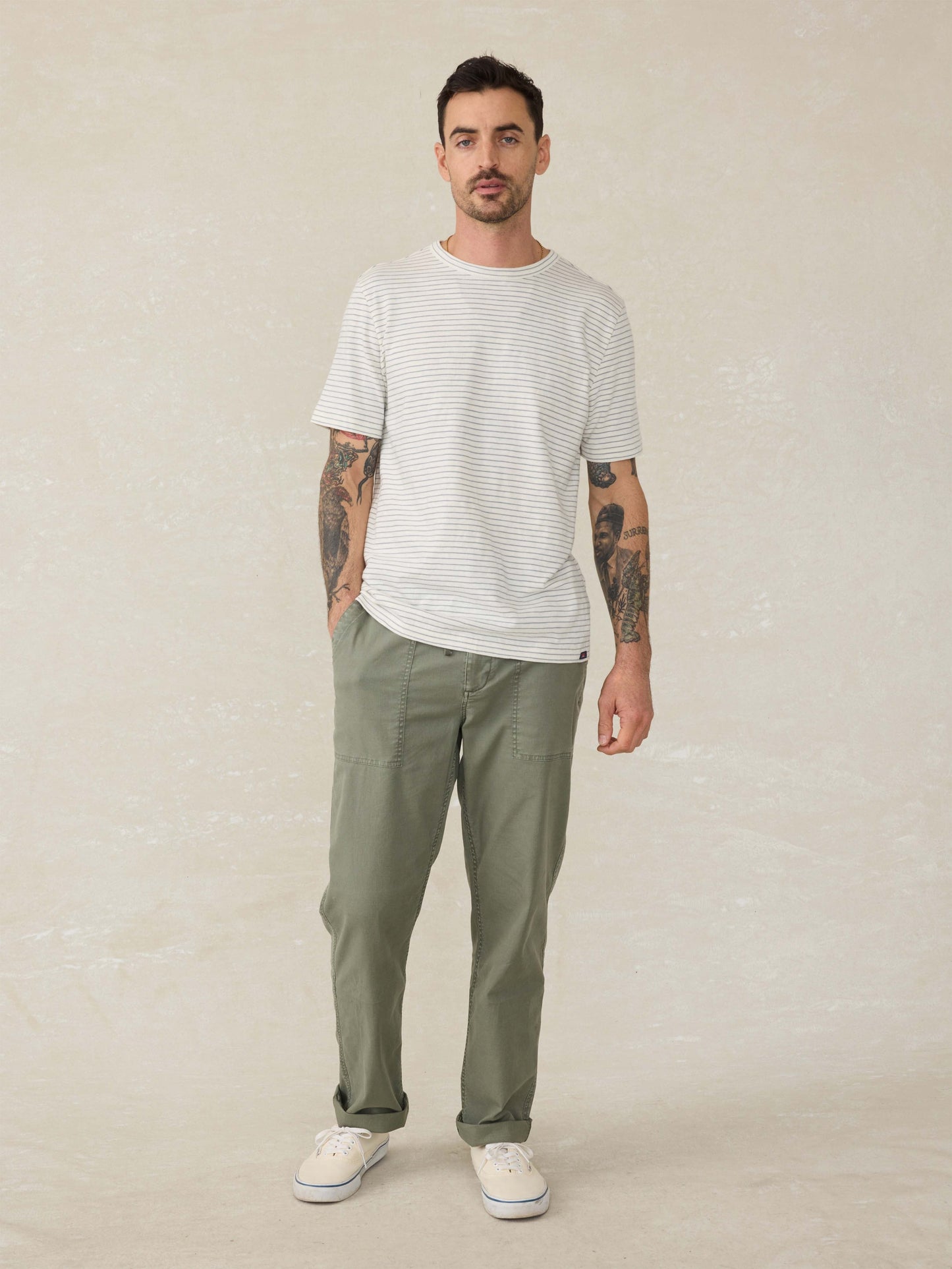 Sunwashed Tee - Cream Flint Stripe
