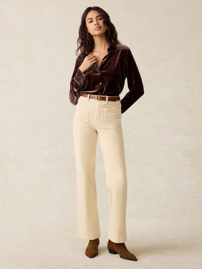 Stretch Silk Velvet Genevieve Shirt - Huckleberry