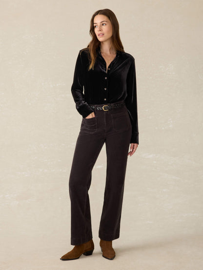 Stretch Silk Velvet Genevieve Shirt - Black