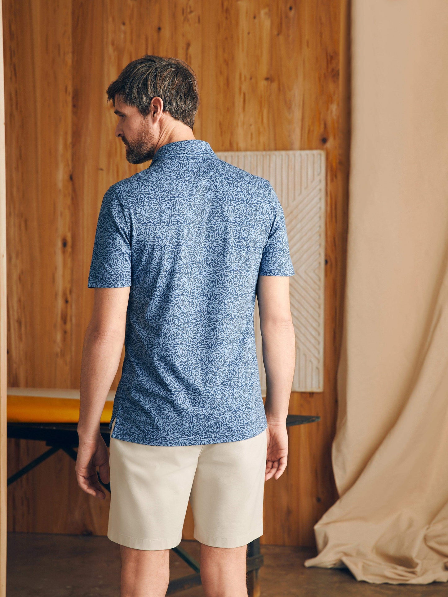 Short-Sleeve Movement™ Pique Polo - Horizon Blue Frond Print