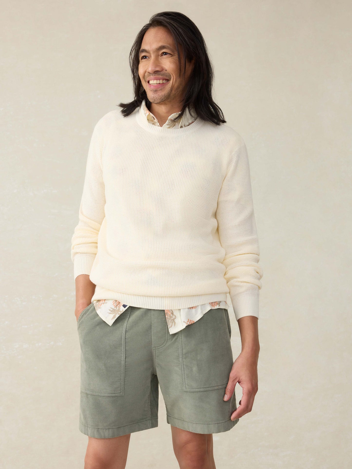 Corduroy Drawstring Utility Short - Coastal Sage