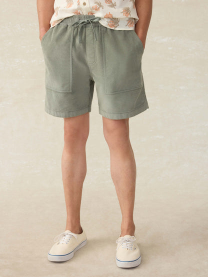 Corduroy Drawstring Utility Short - Coastal Sage