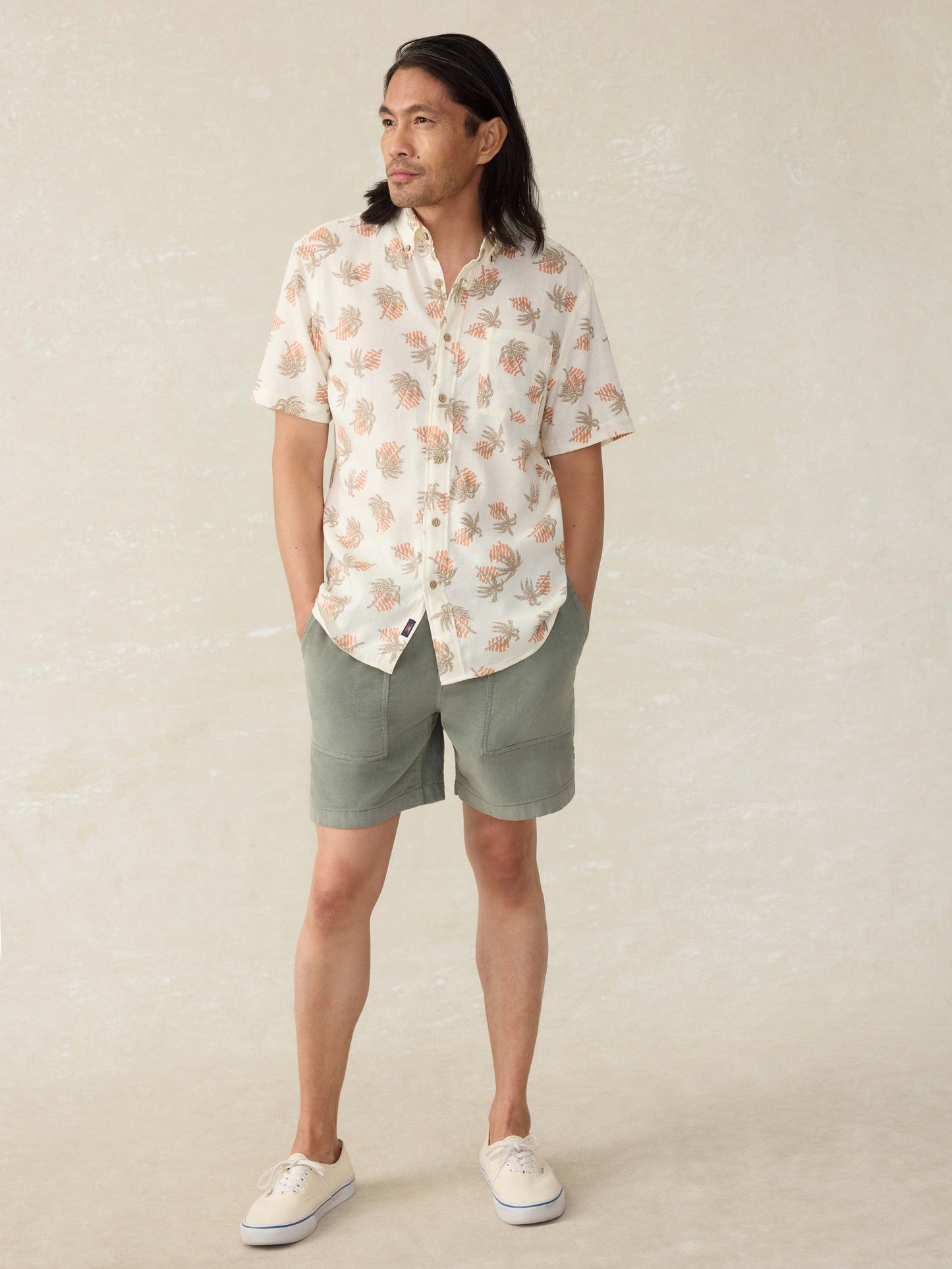 Corduroy Drawstring Utility Short - Coastal Sage