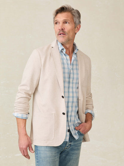 Inlet Knit Tweed Blazer - Khaki Stone Herringbone