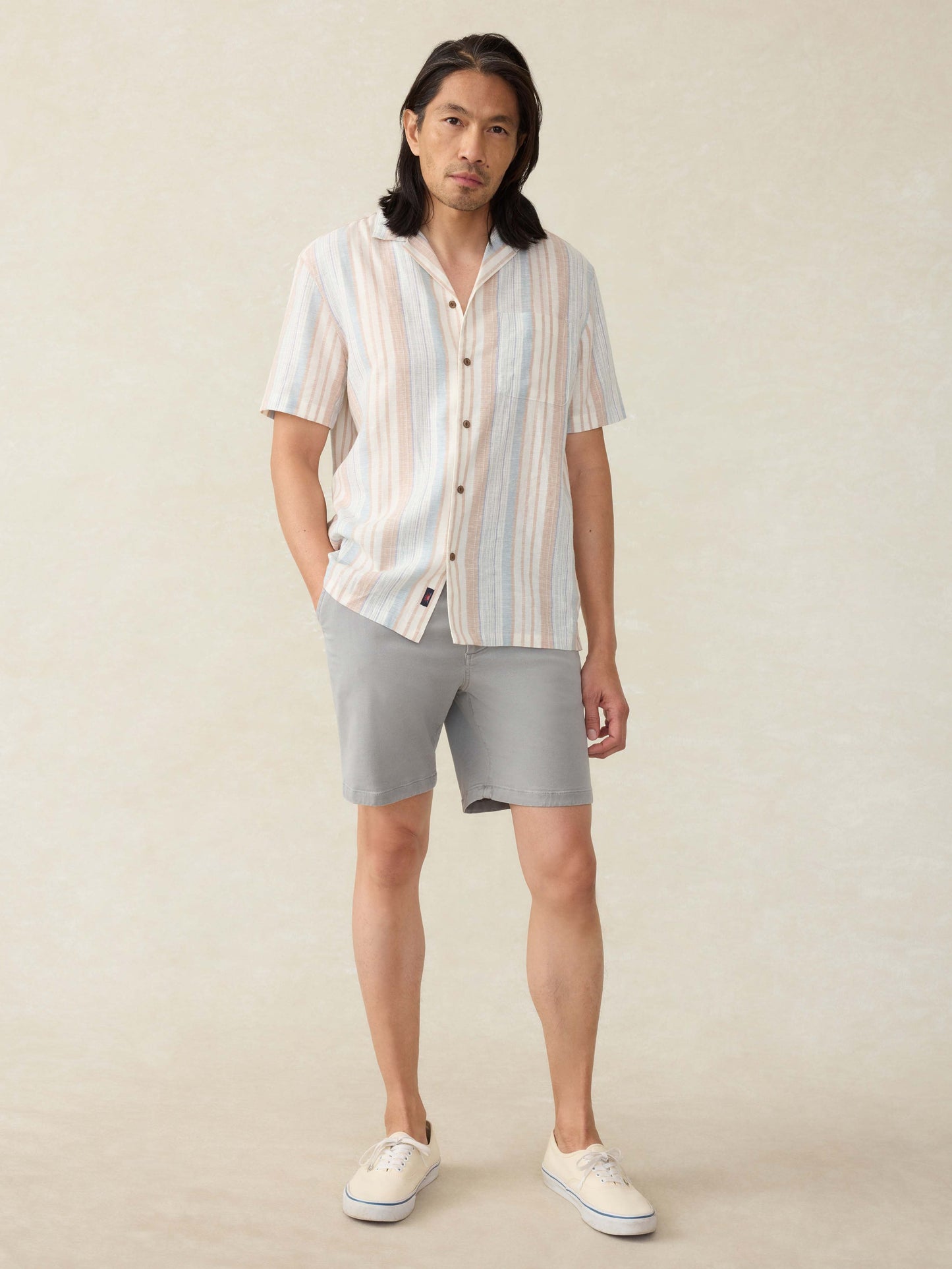 Short-Sleeve Breeze Camp Shirt - Golden Beach Stripe