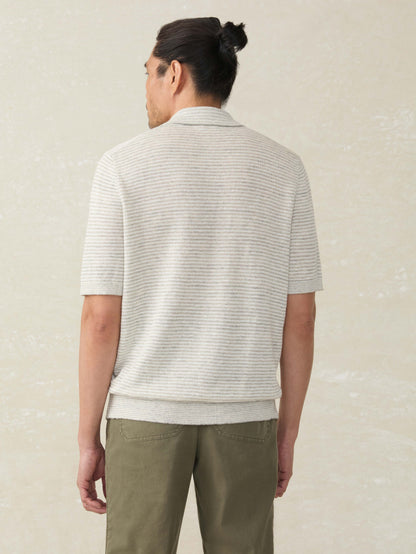 Short-Sleeve Linen Sweater Polo - Ivory Steel Feeder