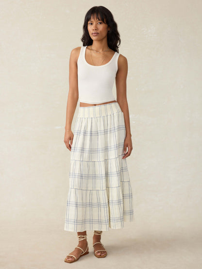 Dune Cotton Gauze Woodstock Skirt - Blue Cove Plaid