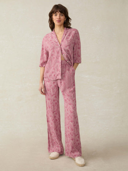 Cabana Pant - Dusty Rose Banana Leaf