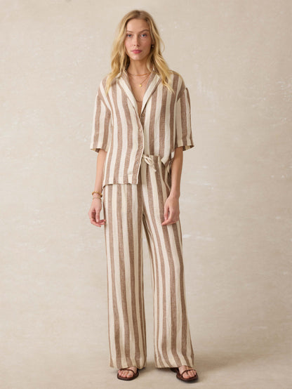 Laidback Palma Linen Pant - Cocoa Beach Stripe