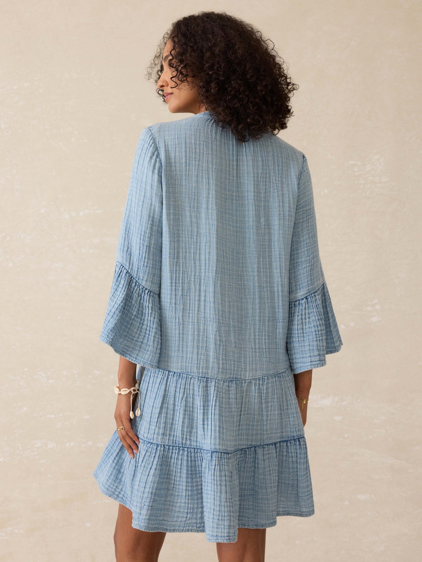 Dune Cotton Gauze Kasey Dress - Light Indigo Wash