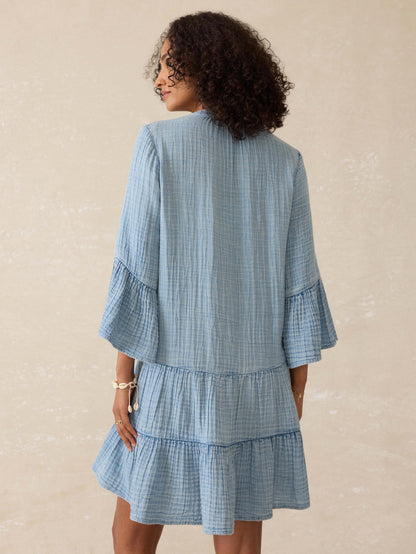 Dune Cotton Gauze Kasey Dress - Light Indigo Wash