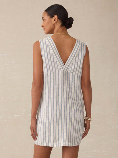 Azure Linen Dress - Oceanside Stripe