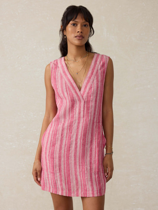 Azure Linen Dress - Granita Stripe