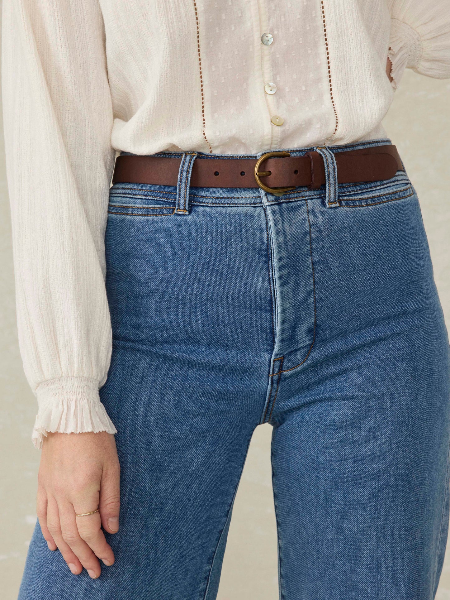 Women's Leather Belt - Saddle Brown