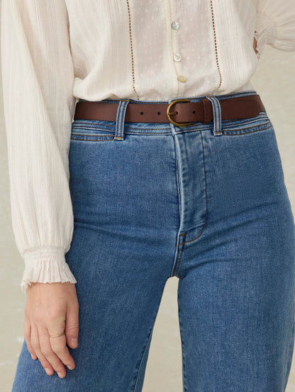 Women's Leather Belt - Saddle Brown