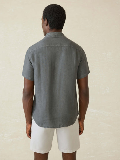 Short-Sleeve Palma Linen Shirt - Washed Black Basketweave