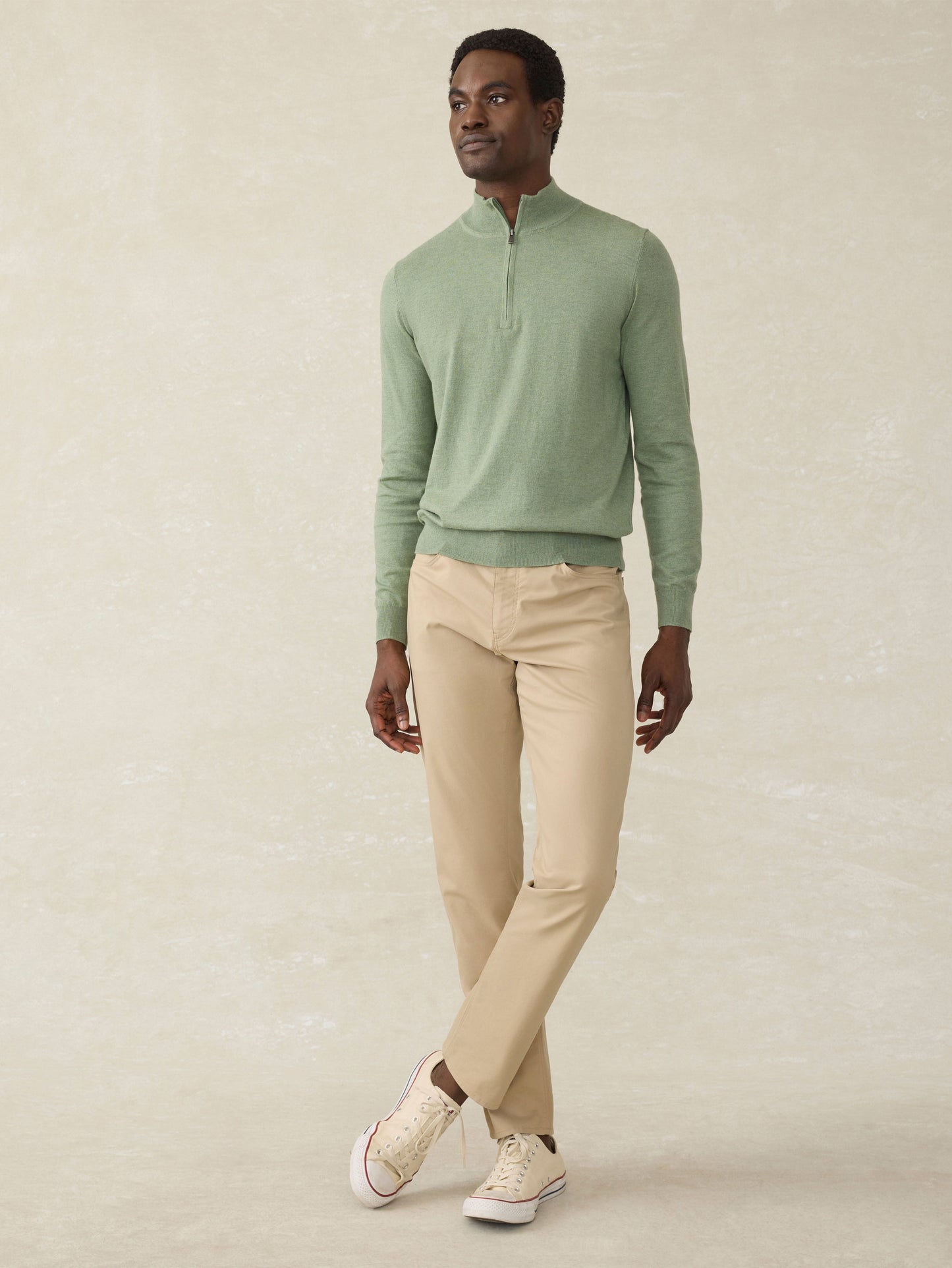 Movement™ Quarter Zip Sweater - Faded Leaf Melange