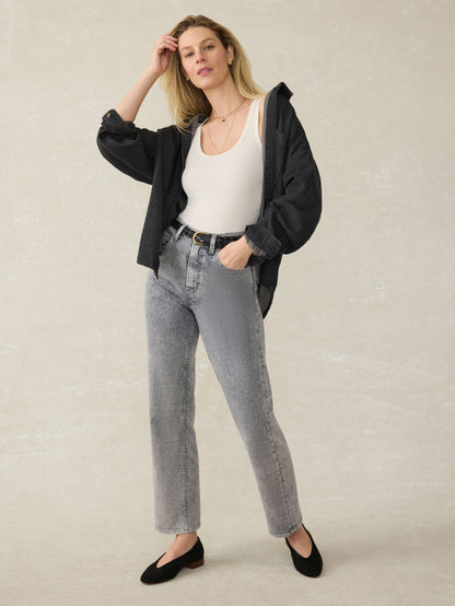 Slim Straight Sunwashed Denim - Washed Black