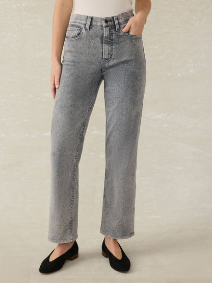 Slim Straight Sunwashed Denim - Washed Black