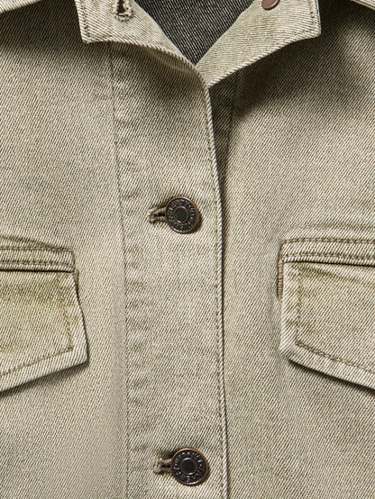 Sunwashed Denim Utility Jacket - Olive Haze Wash