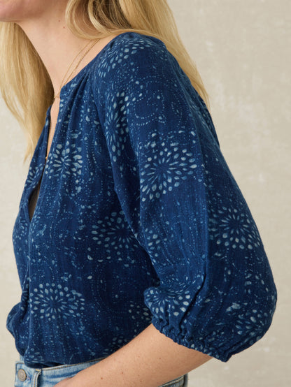 Seacliff Blouse - Indigo Isle Print